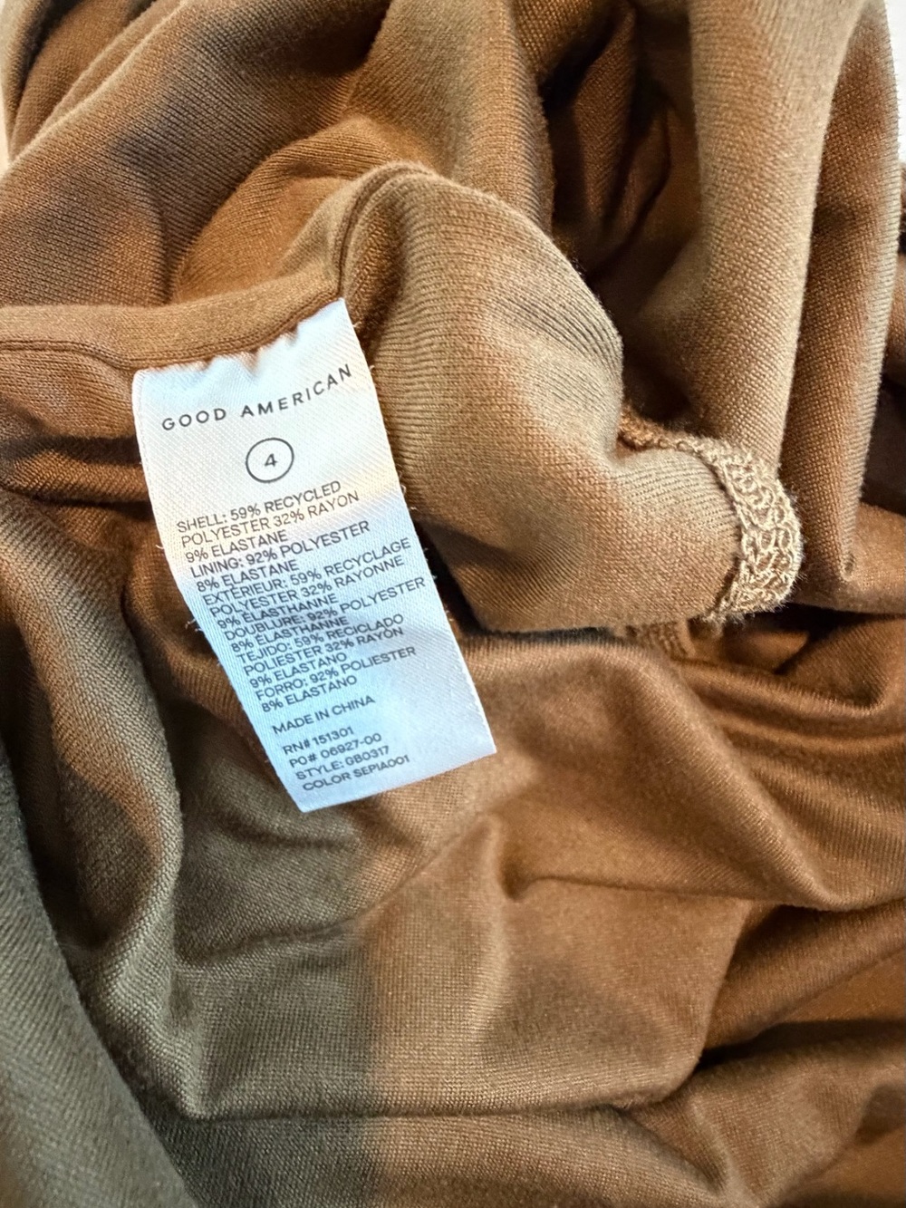 NWOT GOOD AMERICAN V BAR SQUARE NECK BODYSUIT WOMENS SIZE 4 BROWN SCULPTING - Picture 6 of 10